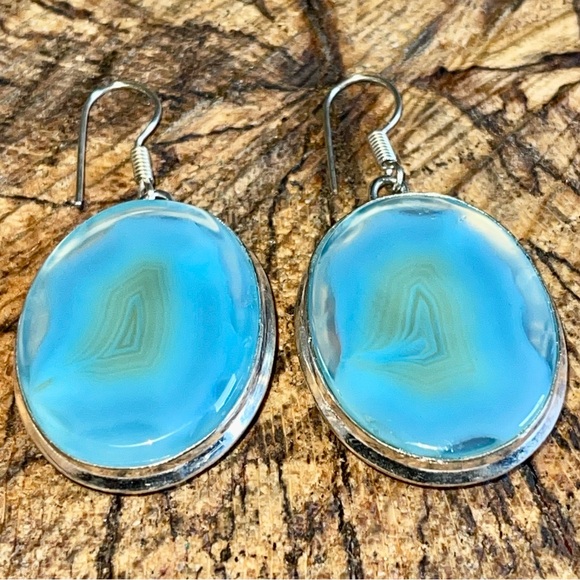 Polished Lace Agate Earrings 2” - Picture 6 of 10
